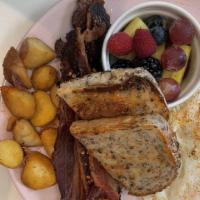 Classic Tutti Breakfast · Two Eggs, Chipotle Bacon or Sausage, Toast,
Creole Potatoes, Fruit.