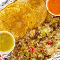 Alambre · Choice of meat, cheese, onion, and bell peppers. Comes with 6 mini corn or 5 mini flour tort...