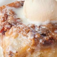 Dgc Bread Pudding · pecans, cranberries, cinnamon, vanilla icing, honey-bourbon mascarpone, brown sugar caramel ...
