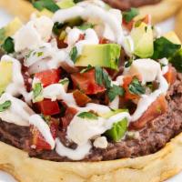 Sopes Sencillos · 3 sopes; Handmade thick corn  tortillas topped with beans, lettuce, cilantro , onions and  c...