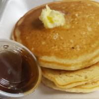 Stack Of 3 Pancakes · Three butter milk pancake.