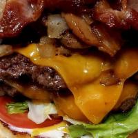 Lunch Bacon Cheeseburger · USDA approved, 100% fresh ground beef (1/3 lb), crispy bacon, American cheese, lettuce, toma...