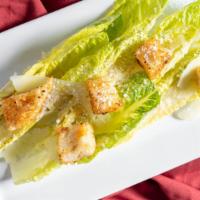 Caesar Salad · Crisp romaine hearts with a pancetta, anchovy dressing, shaved Parmesan cheese & garlic crou...