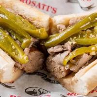 Combo Sandwich · Rosati's Italian sausage link and beef on Italian bread with sweet peppers. Served with a si...