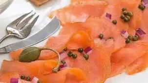 Smoked Salmon Plate · Toasted bagel, snipped chive, red onion, tomato, cream cheese.