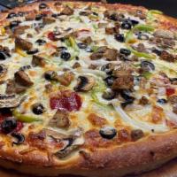Supreme Pizza   · Pepperoni, Sausage, Meatballs, Mushroom, Olives, Green Pepper and Onions.