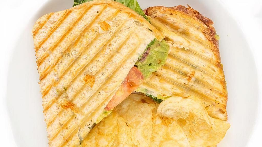 Blta · Bacon, Signature Lettuce Blend, Tomato, Avocado and Provolone on Grilled Farm-to-Market Sourdough. . Served with Kettle Cooked Chips.