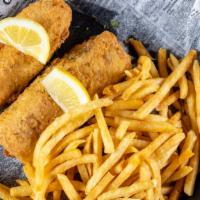 Fish & Chips · Fried Cod or Walleye dipped in our house batter. Served with our seasoned fries and tartar s...