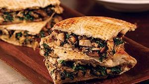 Flatbread Chicken Portabella Sandwich · Grilled chicken, sautéed fresh spinach, portabella mushrooms, sicilian extra-virgin olive oi...
