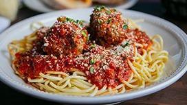 Spaghetti & Meatballs · Spaghetti and house made meatballs in a chianti braised meat sauce.