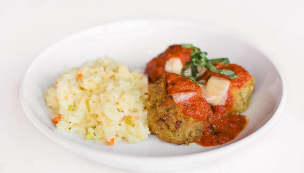 Meatballs And Risotto · House made, marinara sauce with risotto of the day