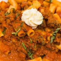 Rigatoni Bolognese · Classic house made meat sauce