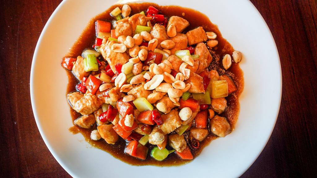Kung Pao Chicken · A popular chicken dish for those who love spicy food. The chicken meat is not battered or deep fried.