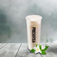 Jasmine Milk Tea · A blend of green tea and jasmine flowers with creamer.