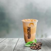 Caramel Macchiato · Our signature double espresso with vanilla and salted caramel syrup, topped with organic ste...