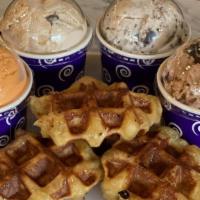 Waffle Kit · Four kiddie cups of your favorite ice cream and 4 liège waffles.
