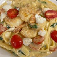Shrimp & Crab Chesapeake Pasta · Sauteed shrimp and jumbo lump crab meat, fettuccine, tomatoes, garlic, spinach and old bay t...