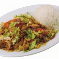 Col Saltada De Carne · Cabbage lovers. Lean beef sauteed with onions, tomatoes, and cabbage with garlic steamed rice.