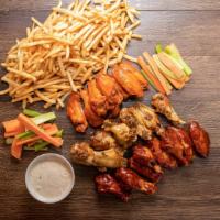 24 Pc Wing Combo · 24 Boneless or Classic (Bone-In) wings with up to 2 flavors, 2 regular fries or veggie stick...