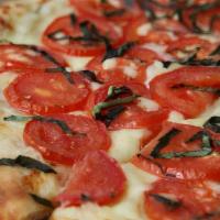 Napoli Pizza (Small) · Housemade roasted garlic sauce, mozzarella, roma tomatoes, Parmesan, fresh basil.