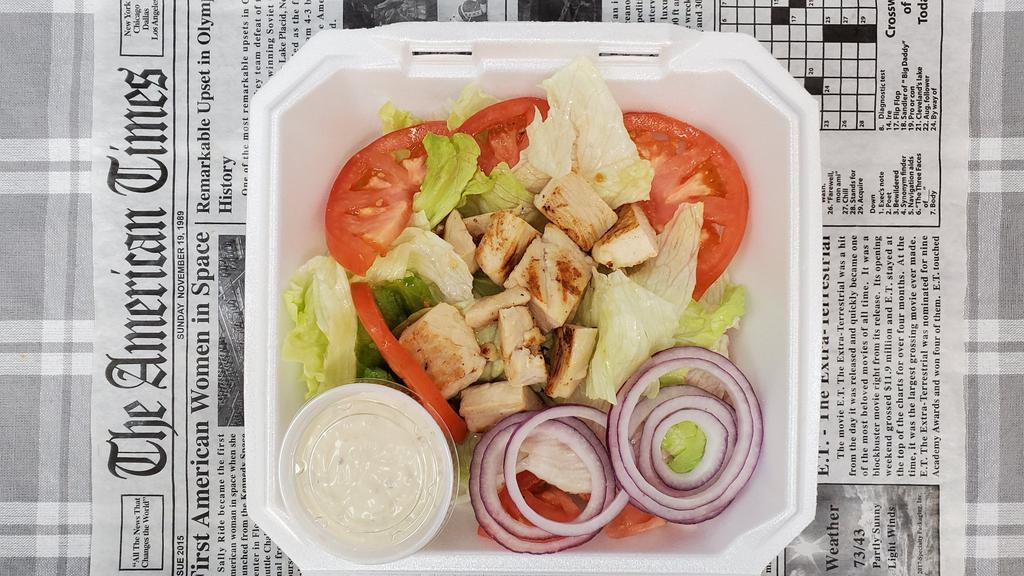 Grilled Chicken Caesar Salad · Grilled chicken lettuce spinach tomato with your choice of dressing.