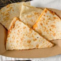 Kimchi Quesadilla · Kimchi and cheese on flour tortilla,  with your choice of up to two sauces on the side.