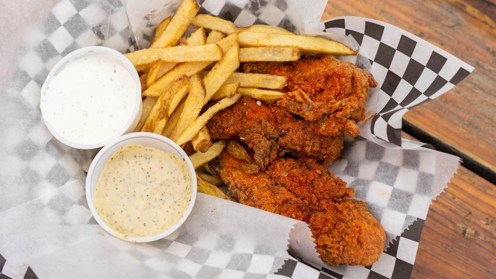 Chicken Tender Basket · 3 chicken tenders with side of fries and special sauce