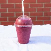 Açai Smoothie · Brazilian açai berries, bananas, strawberries, and apple juice.