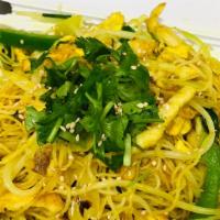 Singapore Rice Noodle With Curry · Angel hair rice noodle.  Add chicken, beef, pork, shrimp, scallop or veggies for an addition...