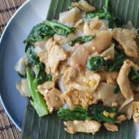 Pad See Ew · Flat rice noodles with sweet soy sauce, garlic, egg and Chinese broccoli