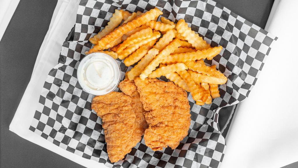 Chicken Strips · Served with choice of French fries or tater tots.