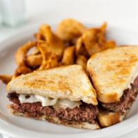 Patty Cake Melt · All beef patty with swiss cheese, melted onions, lemon aioli on sourdough bread.
