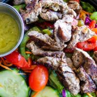 Steak Salad · Gluten free. Sliced grilled beef tenderloin served with shallot vinaigrette.