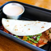 Shrimp Tacos · Shrimp with lettuce, cabbage & carrots served with a side of a house made chipotle ranch.
