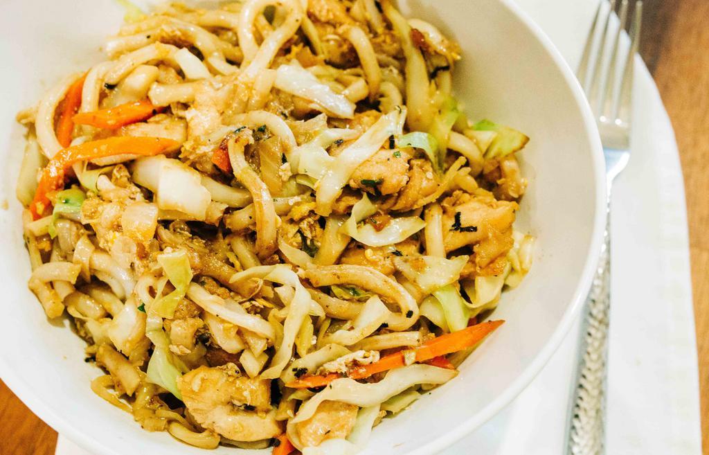 Udon Noodles · Chicken or beef. Japanese thick noodle wok tossed with veggies.