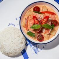 F1 Pineapple Prawn Curry** · Prawn & pineapple in red curry sauce, bell peppers and basil.