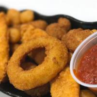 Onion Rings · Battered Vidalia sweet onions served with homemade ranch dressing.