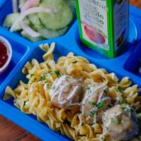 Mini Manic Meal · Three meatballs of your choice, or 3 chicken nuggets with mashed potatoes, egg noodles or he...