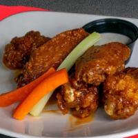 Wings (6 Pieces) · Flats or wings Dipped in our signature OMG sauce or honey bbq, buffalo, sweet chili, or diab...