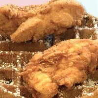 Connies Blueberry Waffle With Chicken Breast Tenders · Connies Blueberry Waffle with Chicken Breast Tenders