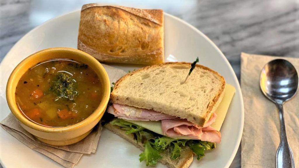 ½ Specialty Sandwich With A Cup Of House-Made Soup · Choose your specialty sandwich and soup preference. Please call restaurant for soup of the day choice.