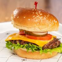 1/3 Lb. Angus Beef Big Burgerim · House sauce, leaf lettuce, roma tomato, pickles, shaved onions and American cheese.