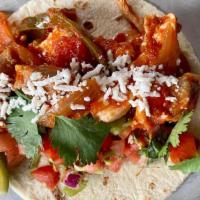 Tinga Chicken Taco (3 Tacos)) · Gluten free. Hand pulled chicken, chipotle, pico de gallo, cilantro, queso fresco.