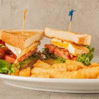 Double Decker Blt With Choice Of Side · Bacon club with lettuce, tomato, and mayo on your choice of toast.