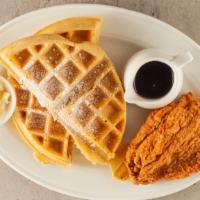Chicken & Waffles · Belgian Waffle topped with Butterflield & Fried Chicken Breast, served with Whipped Butter a...