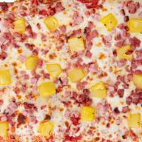 Hawaiian Style · Hawaiian-style pizza with ham, red sauce, pineapple and our three-cheese blend.