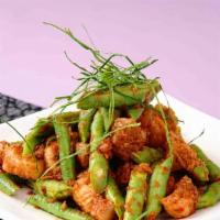 Pad Prik King Lunch · Stir fried string beans, kaffir lime leaves with chili paste. Medium spicy.