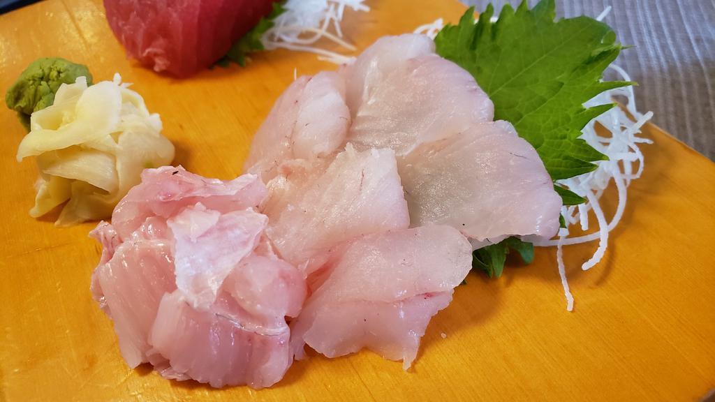 Yellowtail Sashimi(3Pc) · Gluten free

Consuming raw or undercooked meats, poultry, seafood, shellfish, or eggs may increase your risk of foodborne illness.