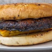 Steak Bagel · This bagel comes with a portobella mushroom steak with just egg and vegan cheese and our bre...