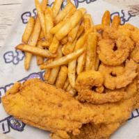Riding Dirty Special · 2pc of Catfish , 5pc of shrimp served w/ a slab of fries